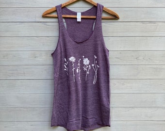 FINAL SALE Wild Flowers Tank Top, Racerback, Triblend