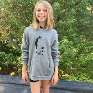 Penguin Hoodie, Kids Hoodie, Penguin Gift, 4T-12 image 1