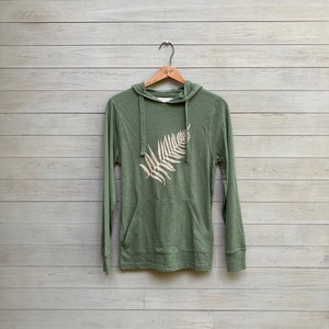 Fiddlehead Fern Hoodie, Lightweight Hoodie in Organic Cotton in Sage Green, Gardening + Nature Top