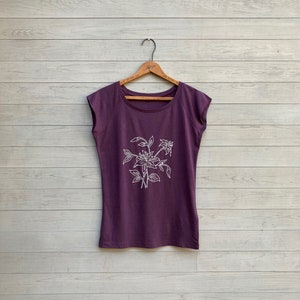 Garden Lillies Tee, Bamboo + Organic Cotton, Cap Sleeve Tee, Silky Tee