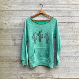 Desert Girl Sweatshirt in Organic Cotton Blend, Cactus Sweatshirt, Yoga Top, Cactus Gift, Cozy Sweatshirt