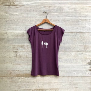 Tiny Arbor Tee, Bamboo Organic Cotton, Cap Sleeve Tee, Silky Tee, Eggplant image 1