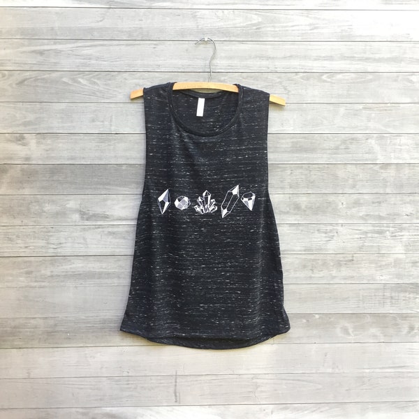 Camiseta de tirantes con estampado de cristales: Top ligero de verano (talla XL)