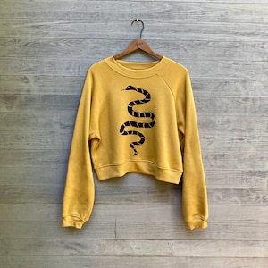 Slinky Slink Slink, Snake Sweatshirt, Crop Top, Yellow Shirt, Cozy Sweatshirt, Super Soft Top, Snake Lover, Black Snake