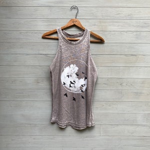 Birds and Moon Tank Top, Workout and Yoga Tank, Summer Tank