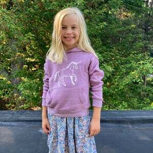 Unicorn Hoodie, Kids Hoodie, Gift for a Girl, Unicorn Gift, Little Girl Gift, White Unicorn, Cozy Hoodie, Sizes 2-12 image 2