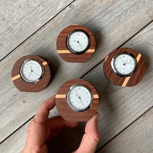 Tiny Wood Clock, Desk Clock, Reclaimed Wood, Bedside Clock, Stocking Stuffer