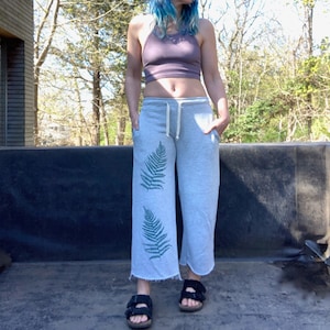 Fiddlehead Fern Sweatpants, Wide Leg Pants, Lounge Pants, Comfy Pants