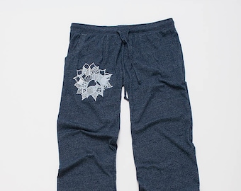 find your center Lotus Pants, Lounge Pants, Lightweight Pants, Blue Pants, Yoga Gift