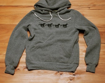 Running Horse Hoodie: Hand Printed Equestrian Gift