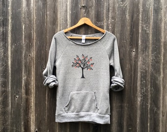 Old Orchard Cherry Tree Sweatshirt, Yoga Top, Cozy Sweater, Pullover, S,M,L,XL
