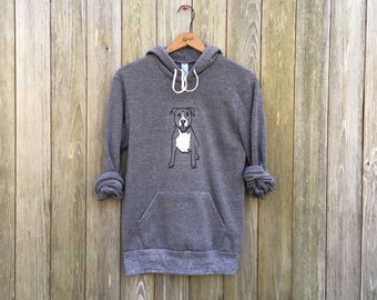 Pit Bull Drawing Hoodie: Cozy Fleece, Hand Printed Design