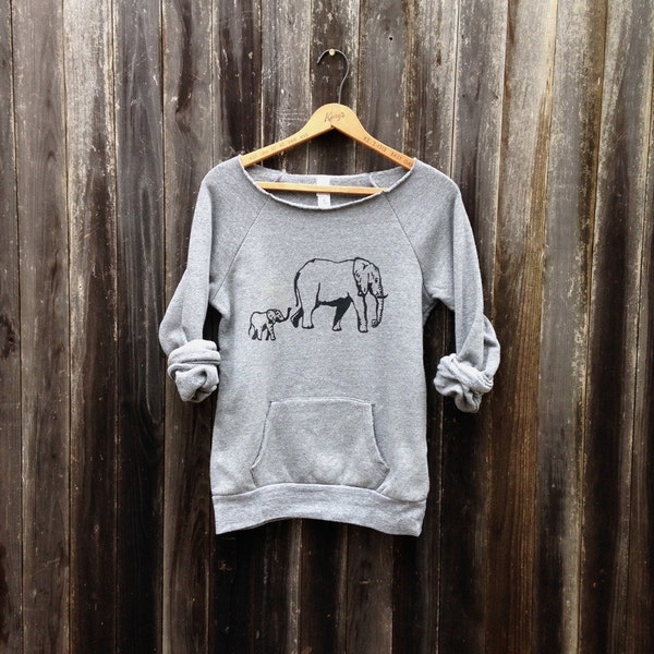 Organic Cotton Elephant Sweatshirt, Mom Gift, Elephant Lover, New Mom, Mother's Day