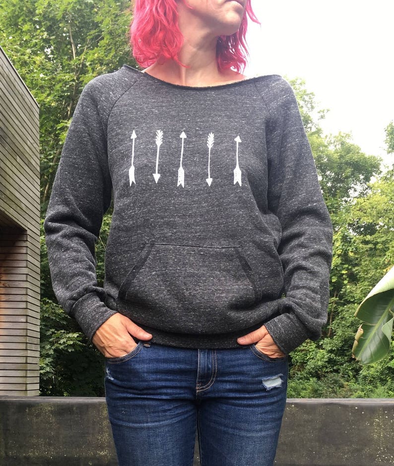 Organic Cotton Arrows Sweatshirt, Boho Top, Gift for a Girlfriend, Cozy Sweater, Yoga Top, Yogi Gift image 4