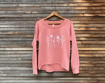 Meadow Flowers Sweatshirt, Pink Cozy Pullover