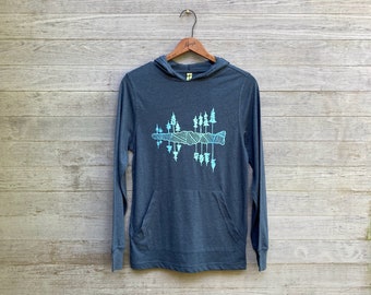 Lake Tahoe Organic Cotton Hoodie: Hand-Printed Lightweight Top