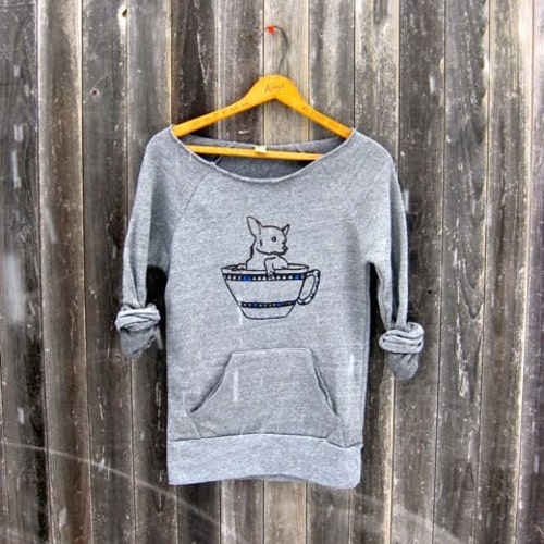 Tea Time Chihuahua Sweater Grey Sweater Small Dog Shirt - Etsy