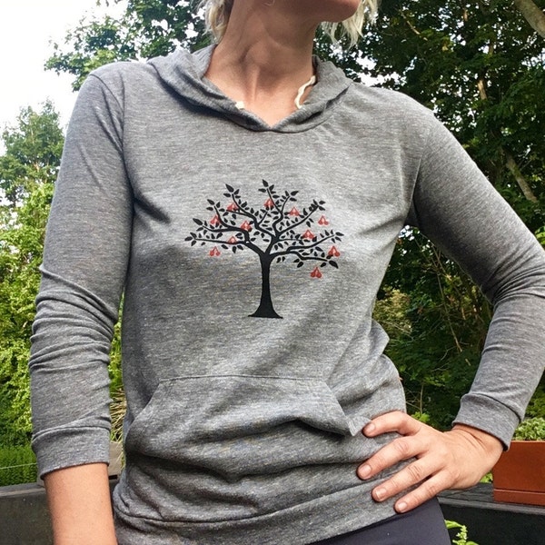 Cherry Pickin Pullover, Camping Top, Grey Hoodie, S,M,L,XL