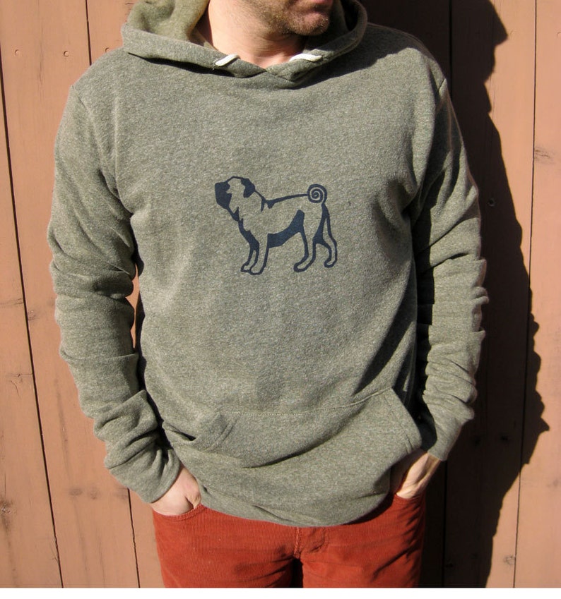 Pug Hoodie, Dog Sweater, Men's Pullover, Gift for a Guy, Pug Gift, Cozy Hoodie image 2