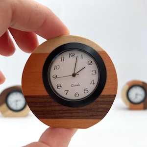 Sunset Clock, Tiny Bedside Clock, Reclaimed Wood, One of a Kind Gift, Striped Clock