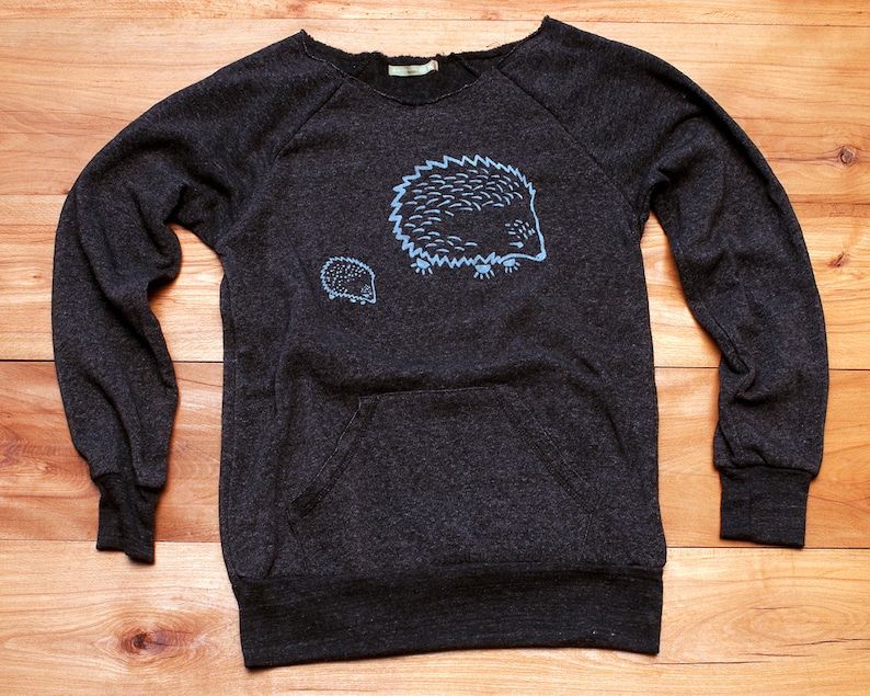 Organic Cotton Hedgehog Sweatshirt, Mother's Day, Cozy Sweatshirt Blue Hedgehogs