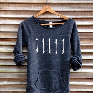 Organic Cotton Arrows Sweatshirt, Boho Top, Gift for a Girlfriend, Cozy Sweater, Yoga Top, Yogi Gift image 3