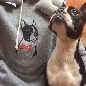 Boston Terrier Hoodie, Dog Hoodie, Unisex Hoodie, Gift for Dad, Dog Lover Gift, Boston Terrier Gift, Bow Tie Dog image 3