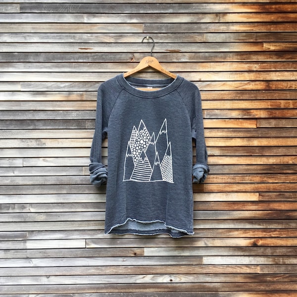 Mountain Print Pullover Sweatshirt: Burnout French Terry Adventure Top