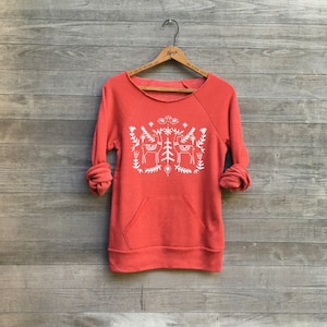 Organic Cotton Christmas Sweater: Scandinavian Reindeer Holiday Sweatshirt