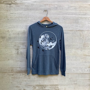 Full Moon Hoodie in Organic Cotton, Lightweight Top in Navy Blue