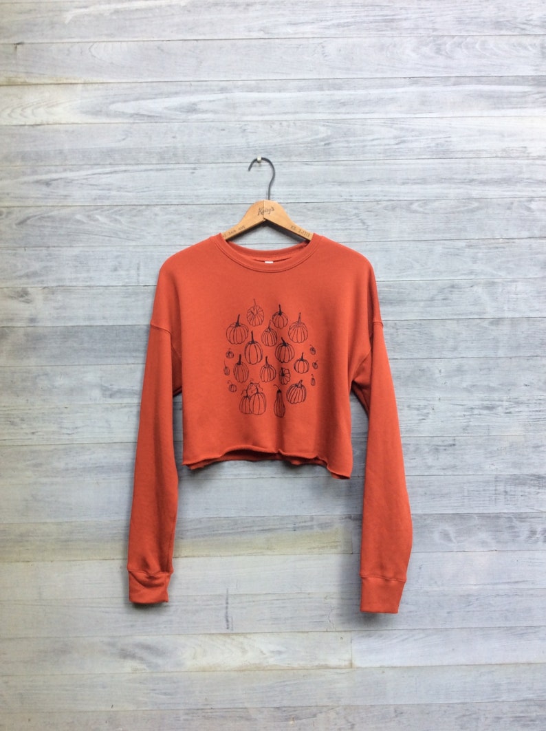 Pumpkin Patch Crop Top, Orange Sweatshirt, Halloween Shirt, Pumpkin Shirt image 1