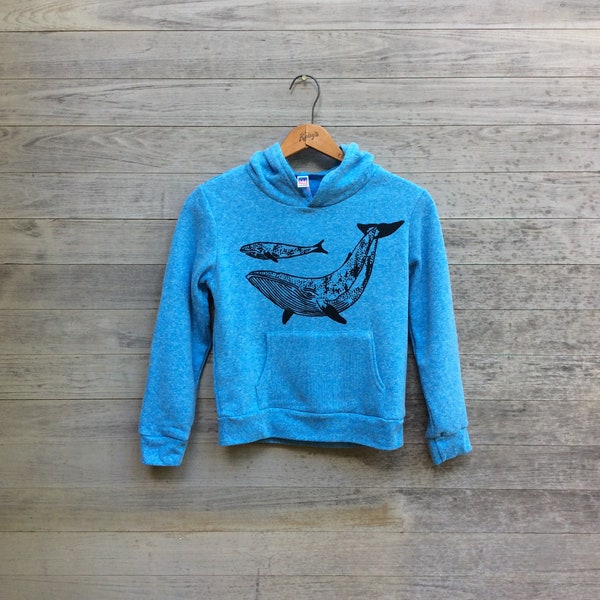 Whale Hoodie, Kids Hoodie, Gift for a Boy, Blue Hoodie, Mama Whale, Baby Whale, Cute Hoodie, Grandson Gift