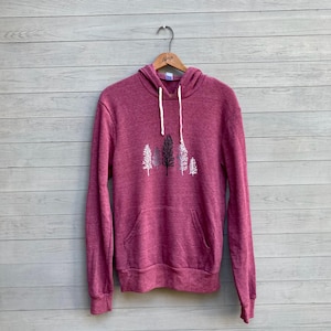 Bluza z kapturem Winter Trees w kolorze bordowym, do użytku na zewnątrz, na siłownię i do relaksu, rozmiary unisex