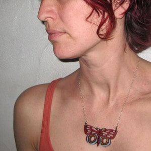 Fluttering Moth Necklace from Reclaimed Wood, butterfly pendant, recycled jewelry