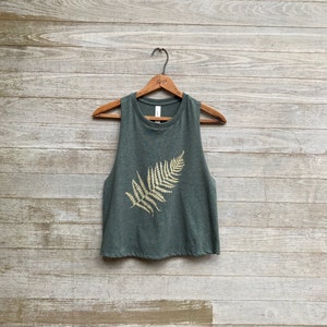 Fern Tank Top, Crop Top, Festival Top, Workout Tank, Gardening Top image 1