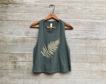 Fern Tank Top, Crop Top, Festival Top, Workout Tank, Gardening Top