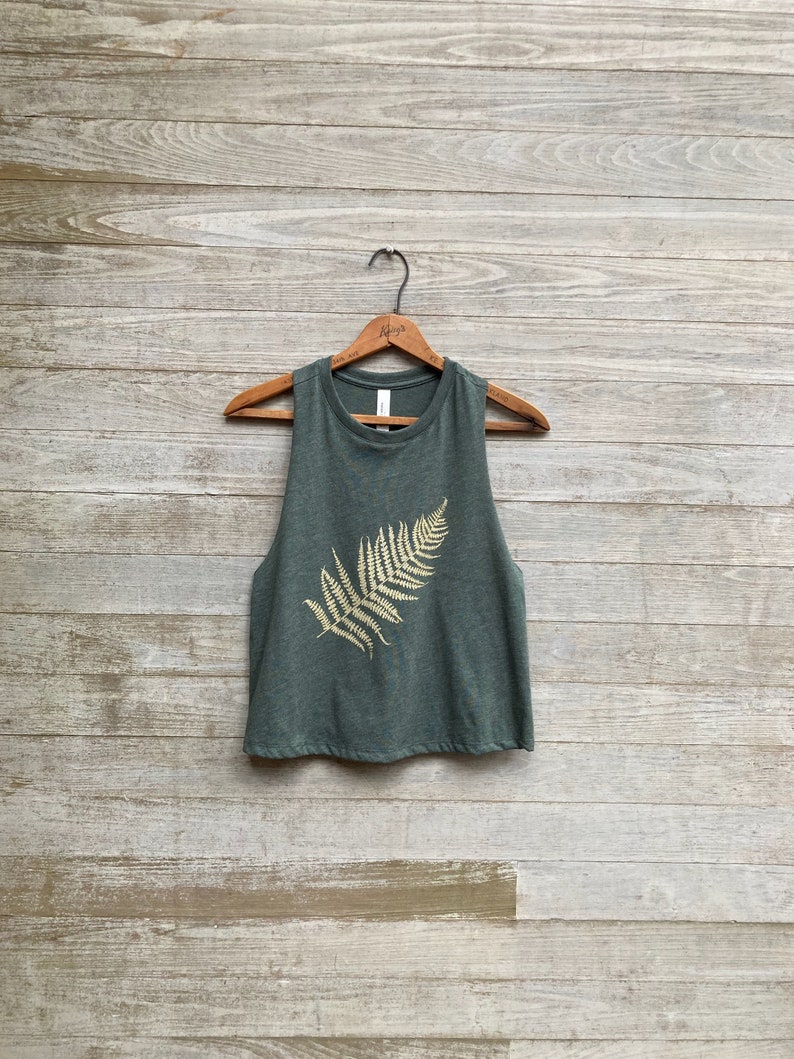 Fern Tank Top, Crop Top, Festival Top, Workout Tank, Gardening Top image 1