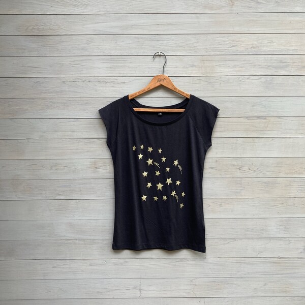 Shooting Stars Tee, Bamboo + Organic Cotton, Cap Sleeve Tee, Silky Tee, Mother's Day Gift