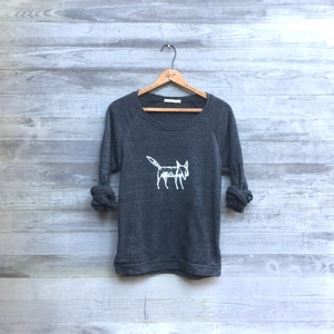 Cozy Fox Sweatshirt in Charcoal Grey, Ladies Comfy Sweatshirt, Yoga + Weekend Pullover