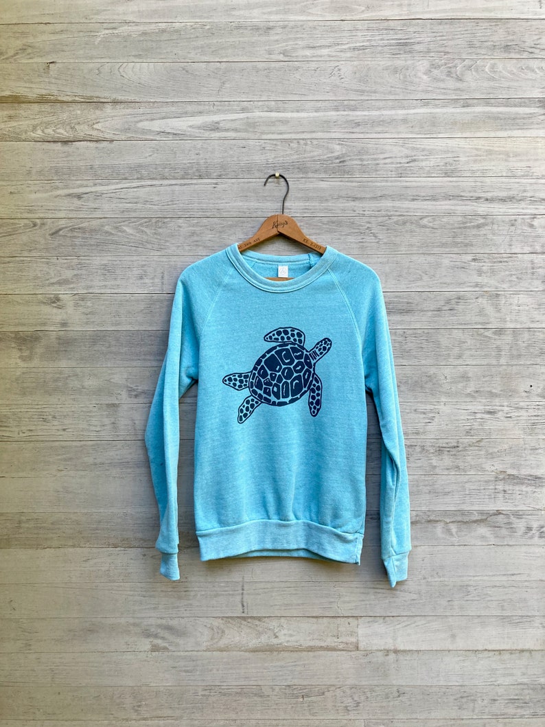 be still my Sea Turtle Sweatshirt, Beach Top, Turtle Shirt, Gift for a Marine Biologist, Yoga Top, Blue Sweater image 1