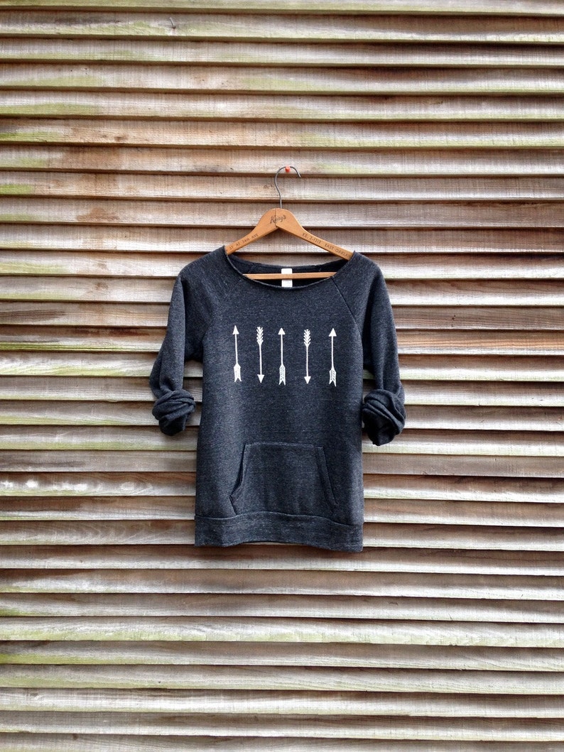 Organic Cotton Arrows Sweatshirt, Boho Top, Gift for a Girlfriend, Cozy Sweater, Yoga Top, Yogi Gift image 1