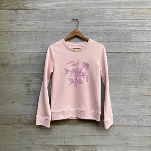 Lily Sweatshirt, Blush Pink, Floral Top, Gift for a Gardener, Organic Cotton