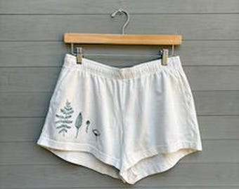 Handbedrukte varenshort, zachte katoenen zomertuinloungekleding