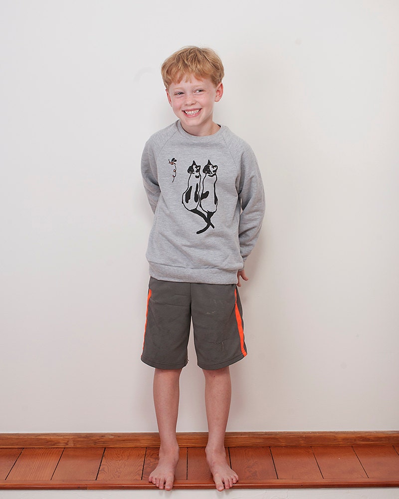 my little twin Siamese Top, Kitty Sweatshirt, Gift for a girl, 2T-12
