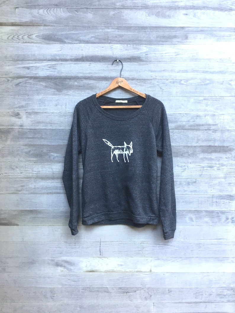 clever me Fox sweatshirt, Fox Sweater, Yoga Top, Fox Gift, Girlfriend Gift, Cozy Sweatshirt, Charcoal Sweater image 2