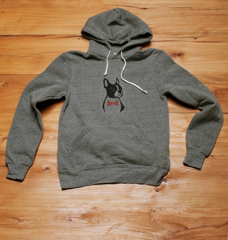 Boston Terrier Hoodie, Dog Hoodie, Unisex Hoodie, Gift for Dad, Dog Lover Gift, Boston Terrier Gift, Bow Tie Dog image 2