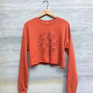 Pumpkin Patch Crop Top, Orange Sweatshirt, Halloween Shirt, Pumpkin Shirt image 2