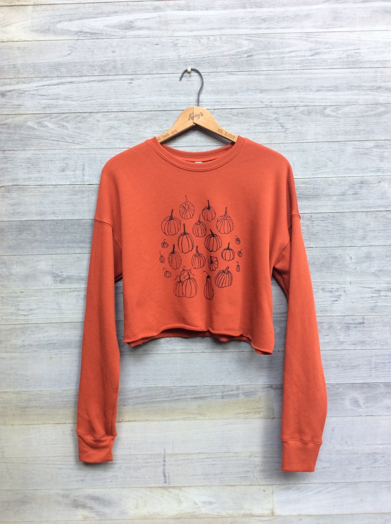 Pumpkin Patch Crop Top, Orange Sweatshirt, Halloween Shirt, Pumpkin Shirt image 2