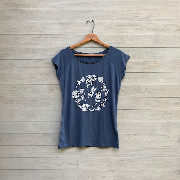 Garden of Flowers Tee, Bamboo + Organic Cotton, Cap Sleeve Tee, Mother's Day