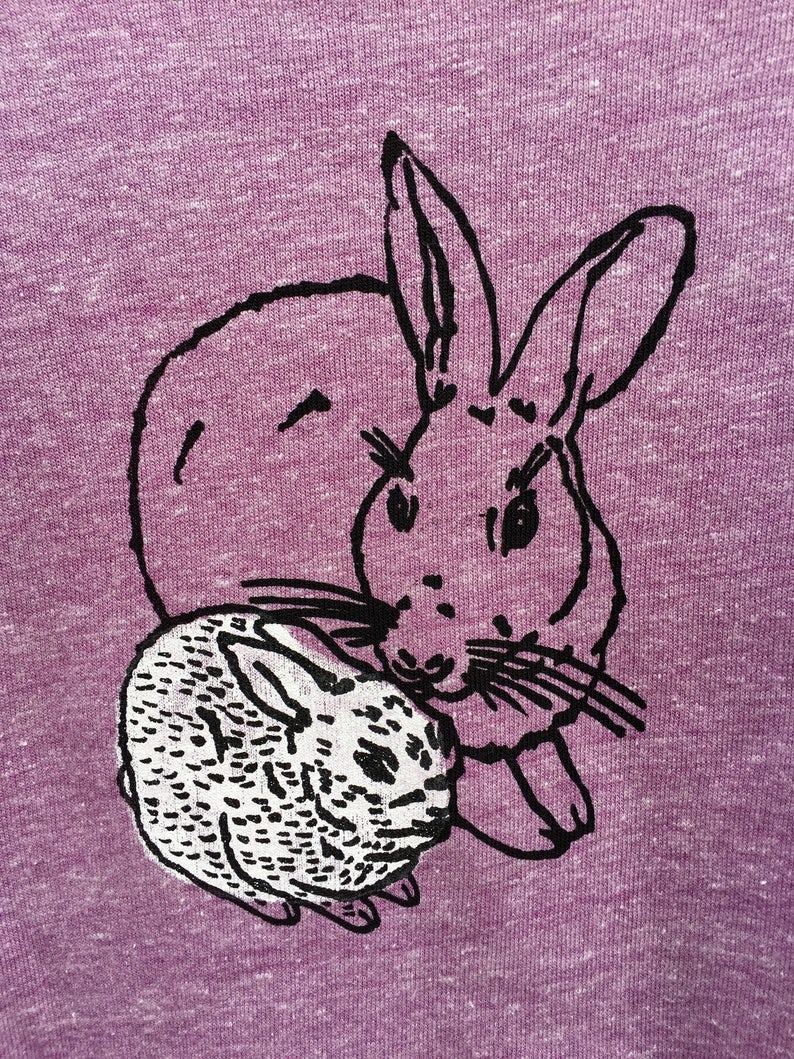 Year of the Rabbit Sweatshirt in Organic Cotton, Easter Gift, Bunny Rescue, Purple Bunny Sweater, Mother's Day Gift image 4